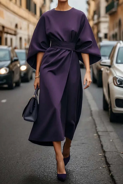 Thekla Belted Midi Dress with Lantern Sleeves