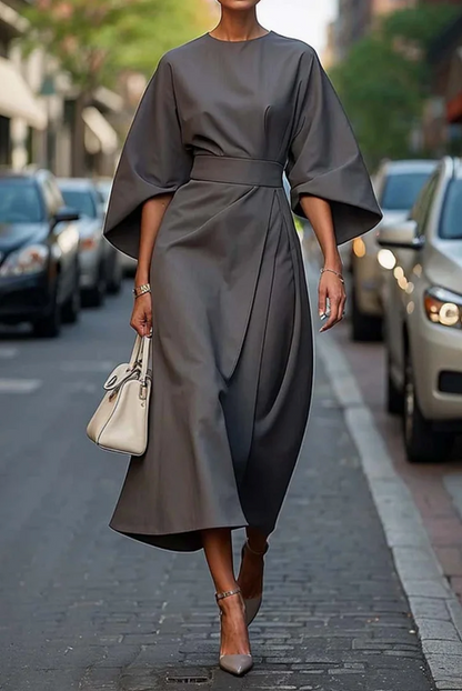 Miloslawa Midi Dress with Lantern Sleeves