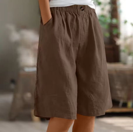 Ljubica Loose Fit Shorts with Elastic Waist and Pockets