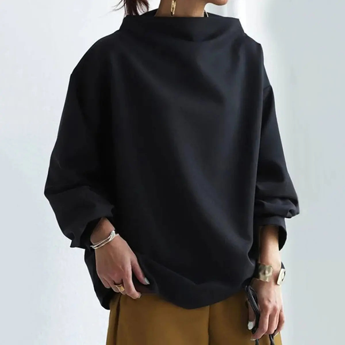 Oriette Oversized Roll Neck Knit Top
