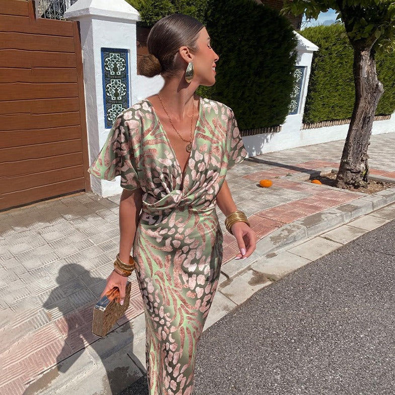 Coumba Wedding Guest Wrap Maxi Dress with V-Neck