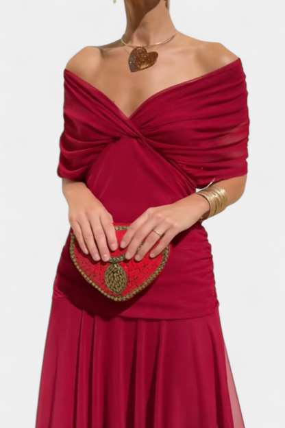 Girardine Off-Shoulder Ruched Midi Dress