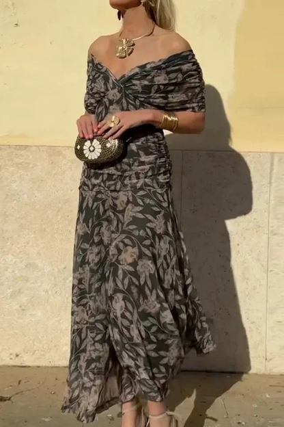 Girardine Off-Shoulder Ruched Midi Dress