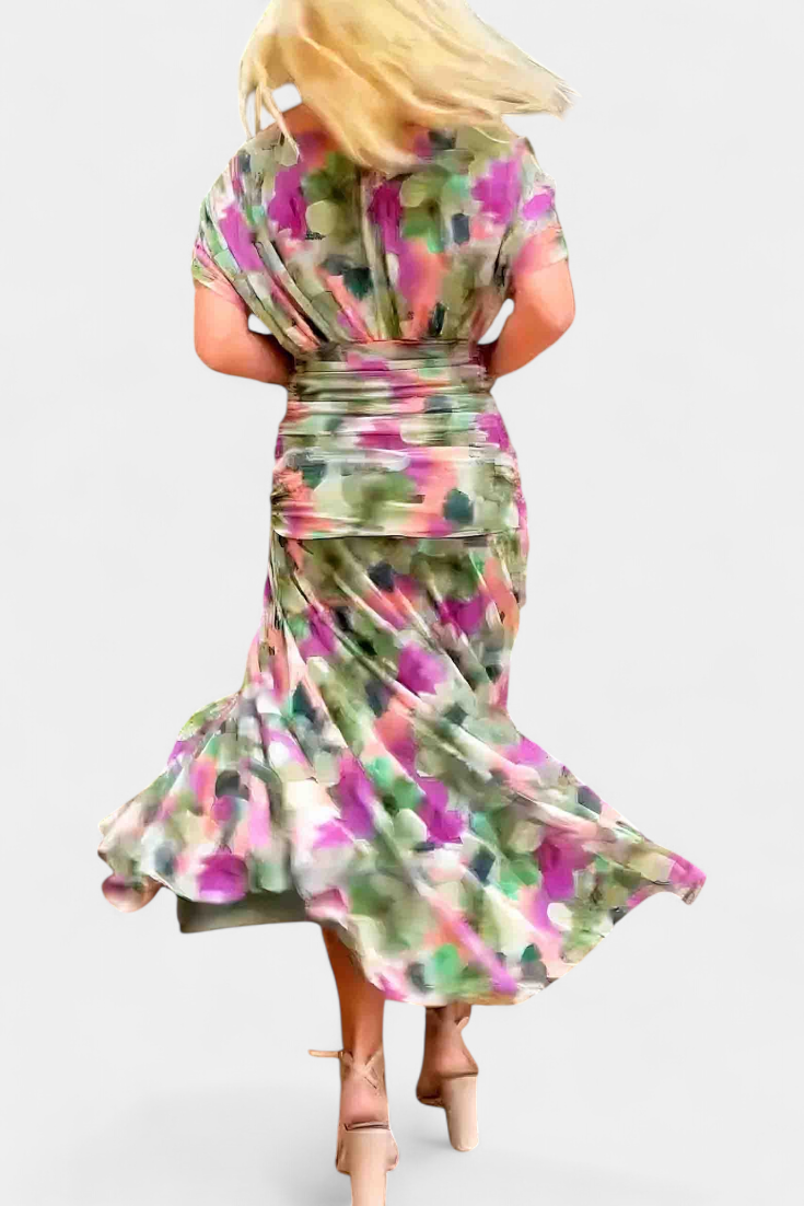 Girardine Off-Shoulder Ruched Midi Dress