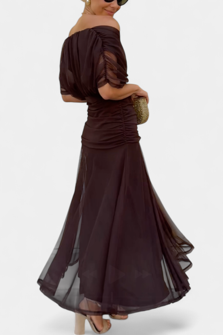 Girardine Off-Shoulder Ruched Midi Dress