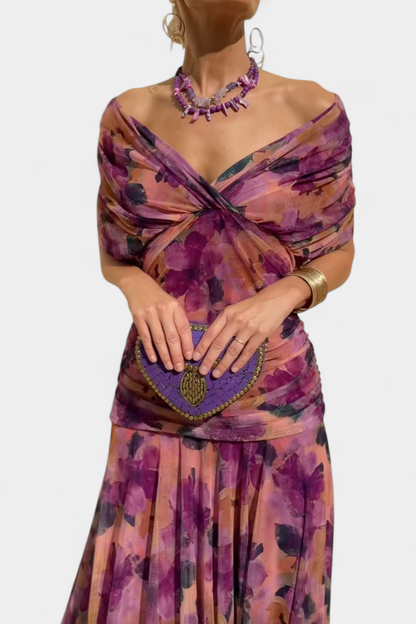 Girardine Off-Shoulder Ruched Midi Dress