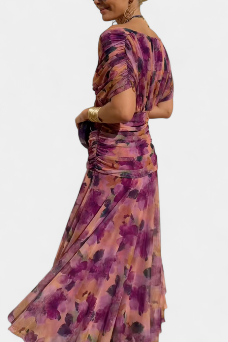 Girardine Off-Shoulder Ruched Midi Dress
