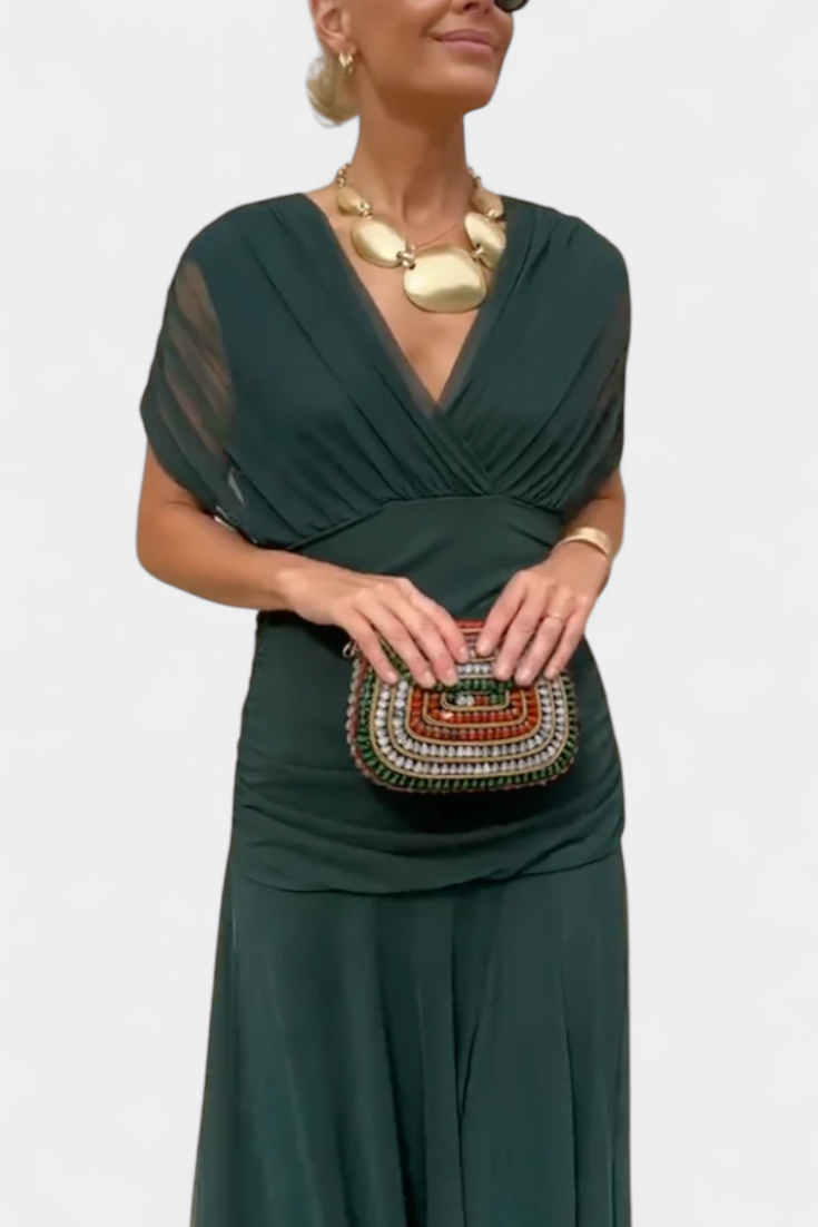 Girardine Off-Shoulder Ruched Midi Dress