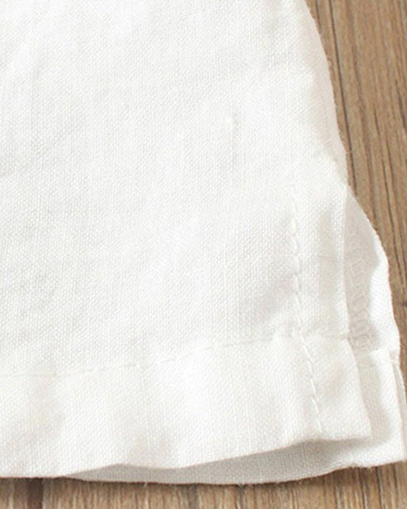 Maurine Linen Button-Down Tunic Top
