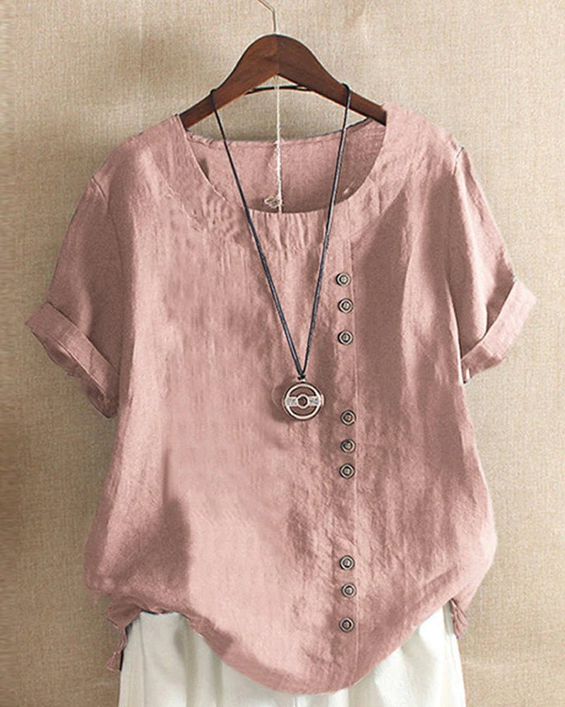 Maurine Linen Button-Down Tunic Top