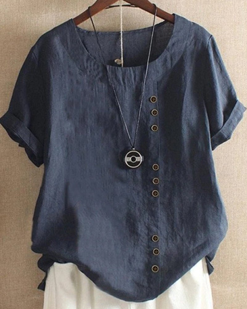 Maurine Linen Button-Down Tunic Top