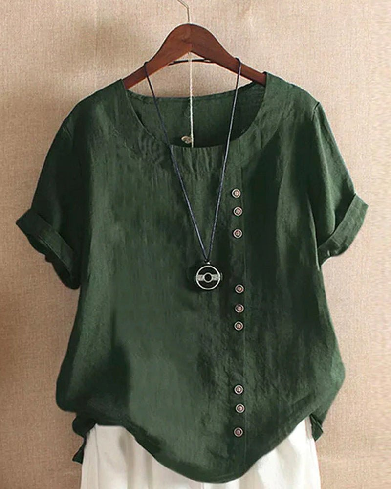 Maurine Linen Button-Down Tunic Top