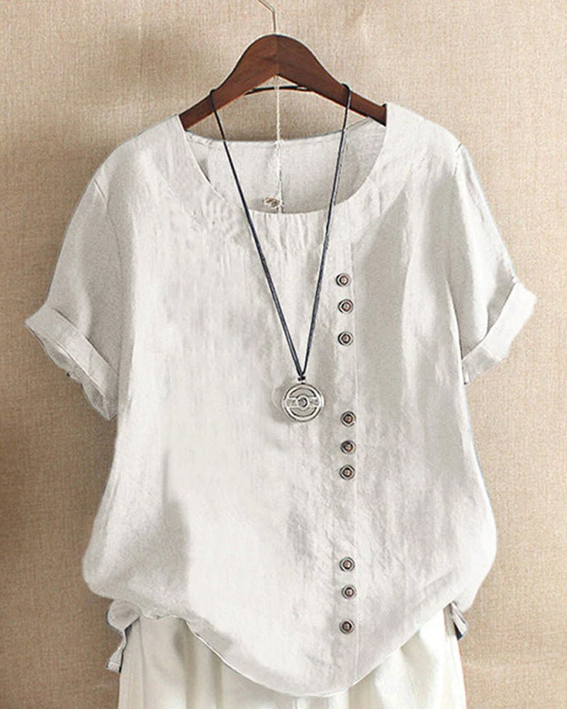 Maurine Linen Button-Down Tunic Top