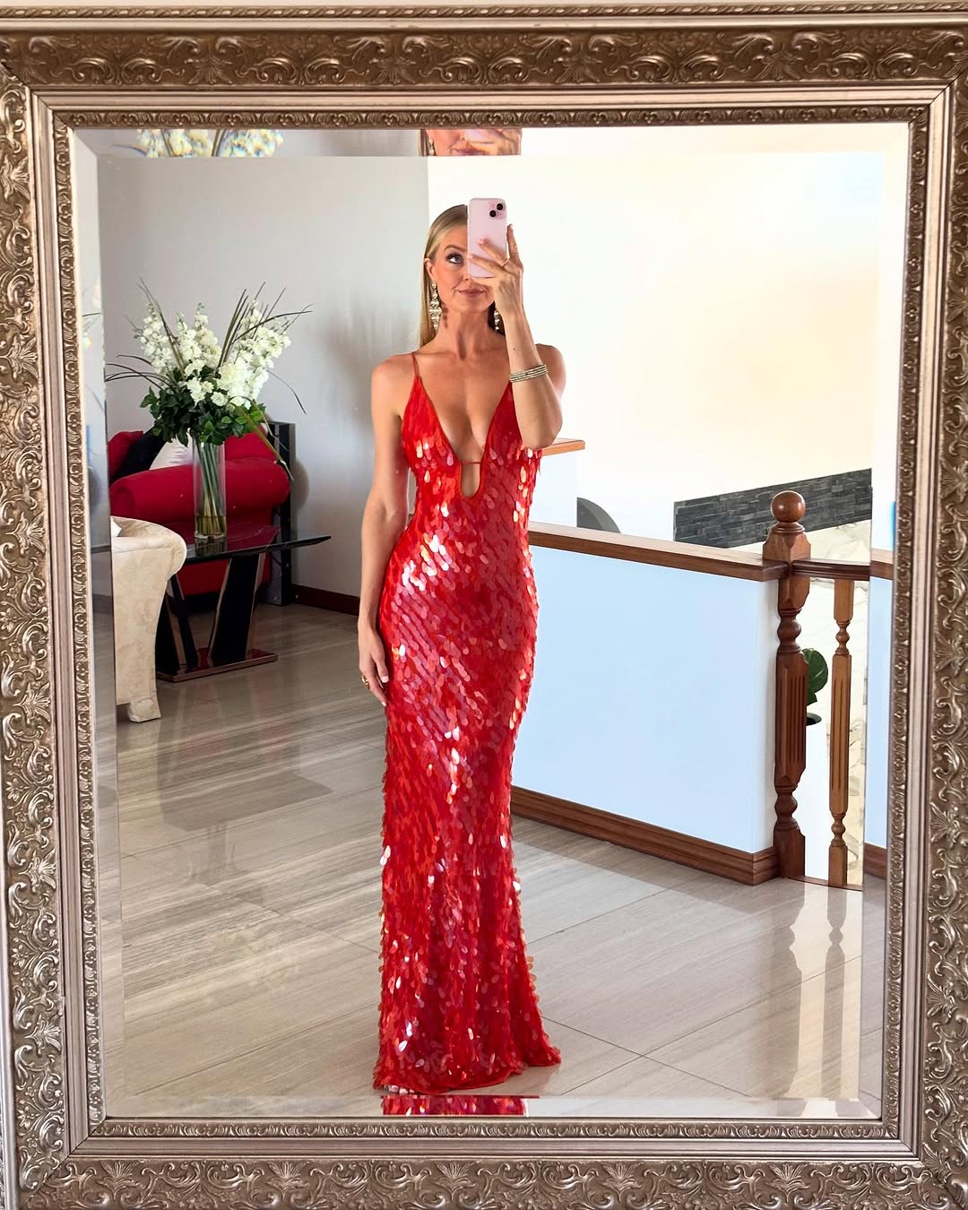Jeltje Sequin Wedding Guest Backless Maxi Dress