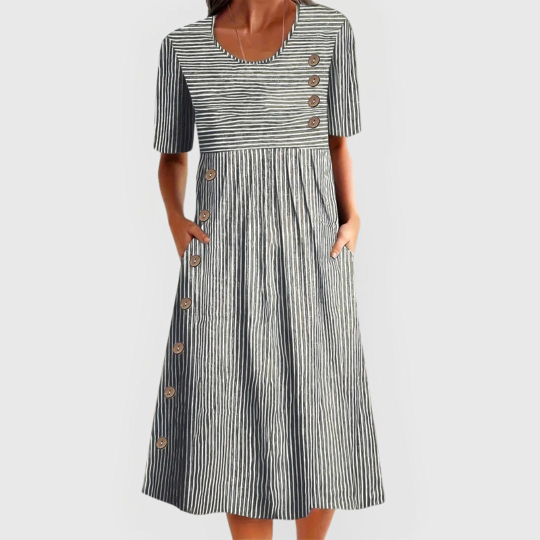 Plectrude Striped Button-Front Midi Dress