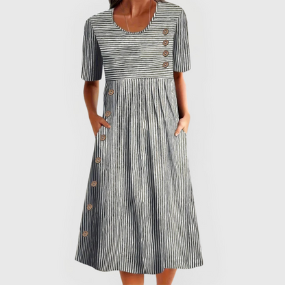 Plectrude Striped Button-Front Midi Dress