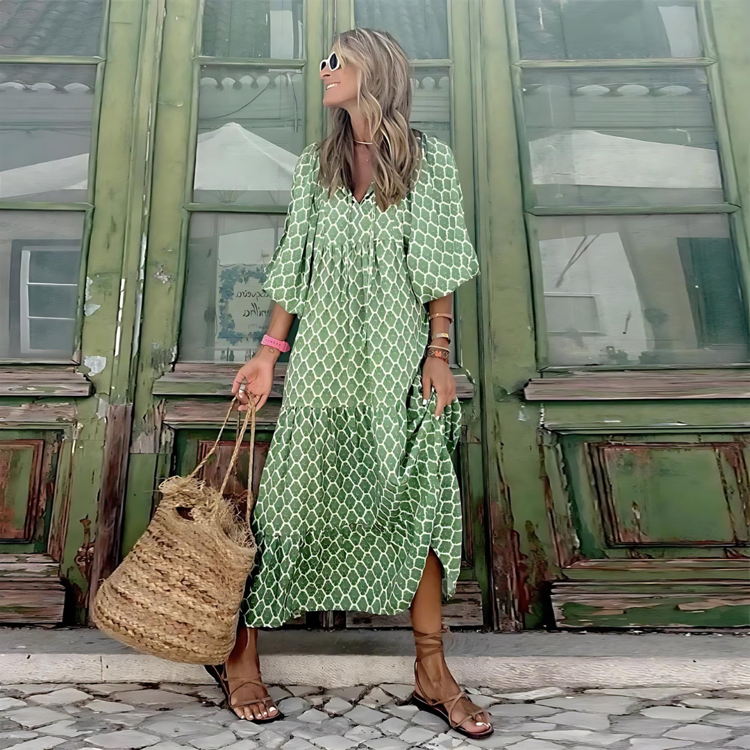 Lucrezia Polka Dot Maxi Dress with Long Sleeves