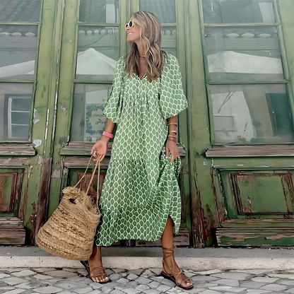 Lucrezia Polka Dot Maxi Dress with Long Sleeves