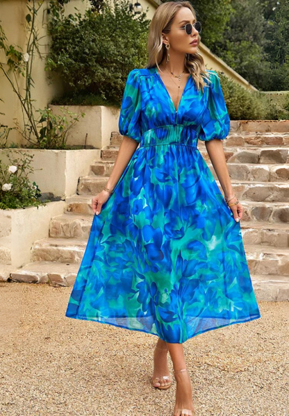 Vellamo Floral V-Neck Midi Dress