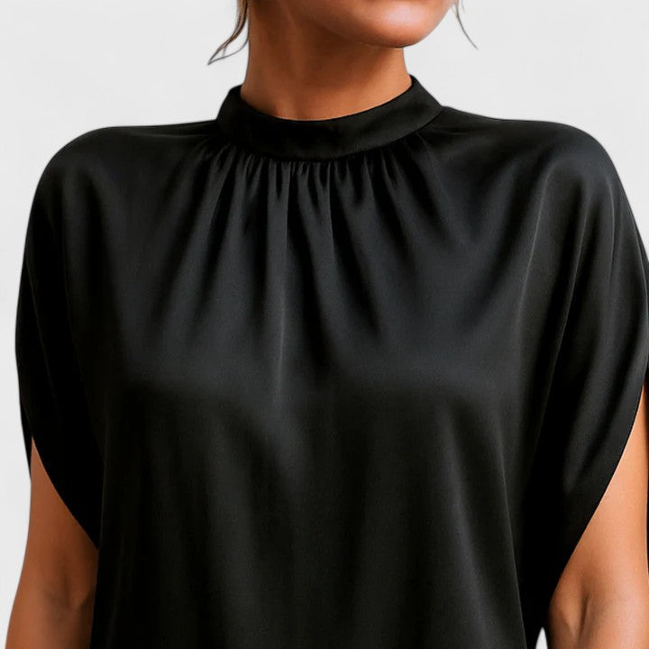 Gudula Mock Neck Short Sleeve Shift Dress