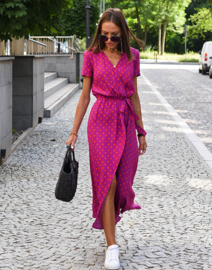 Balthilde Floral V-Neck Wrap Midi Dress