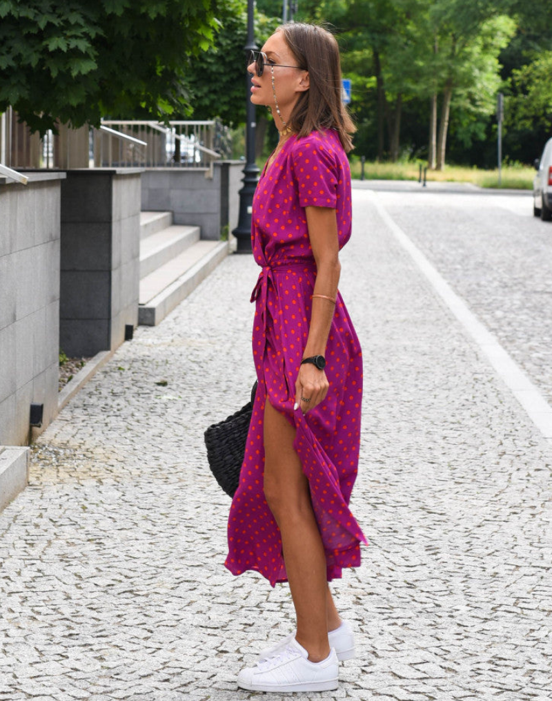 Balthilde Floral V-Neck Wrap Midi Dress