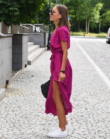 Balthilde Floral V-Neck Wrap Midi Dress