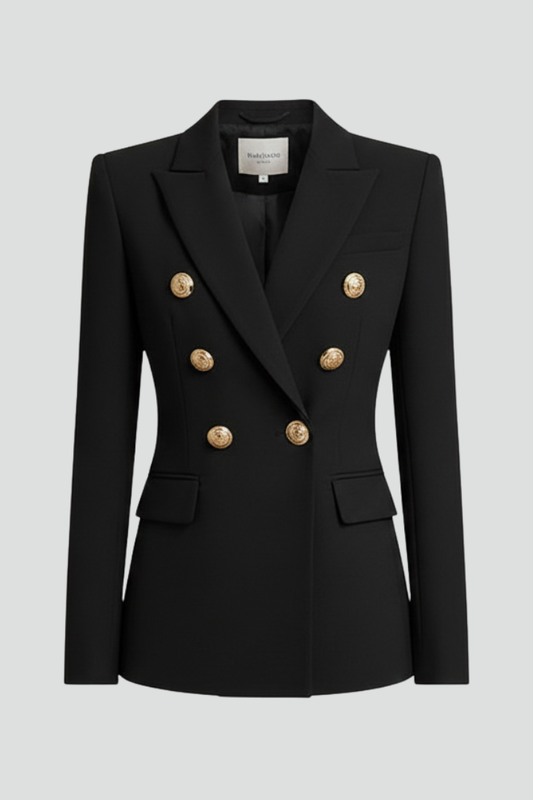 Nantechilde Double-Breasted Blazer with Gold-Tone Buttons