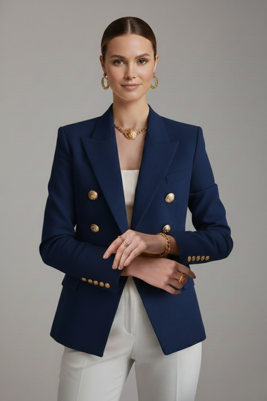 Nantechilde Double-Breasted Blazer with Gold-Tone Buttons