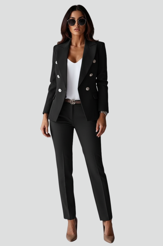 Gondree Double-Breasted Blazer and Straight Leg Trouser Set