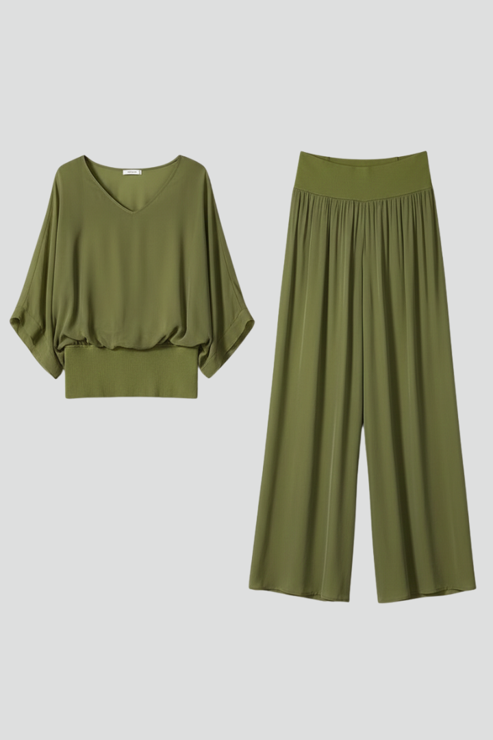 Engeline Wide-Leg Chiffon Set