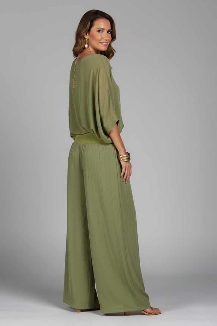 Engeline Wide-Leg Chiffon Set