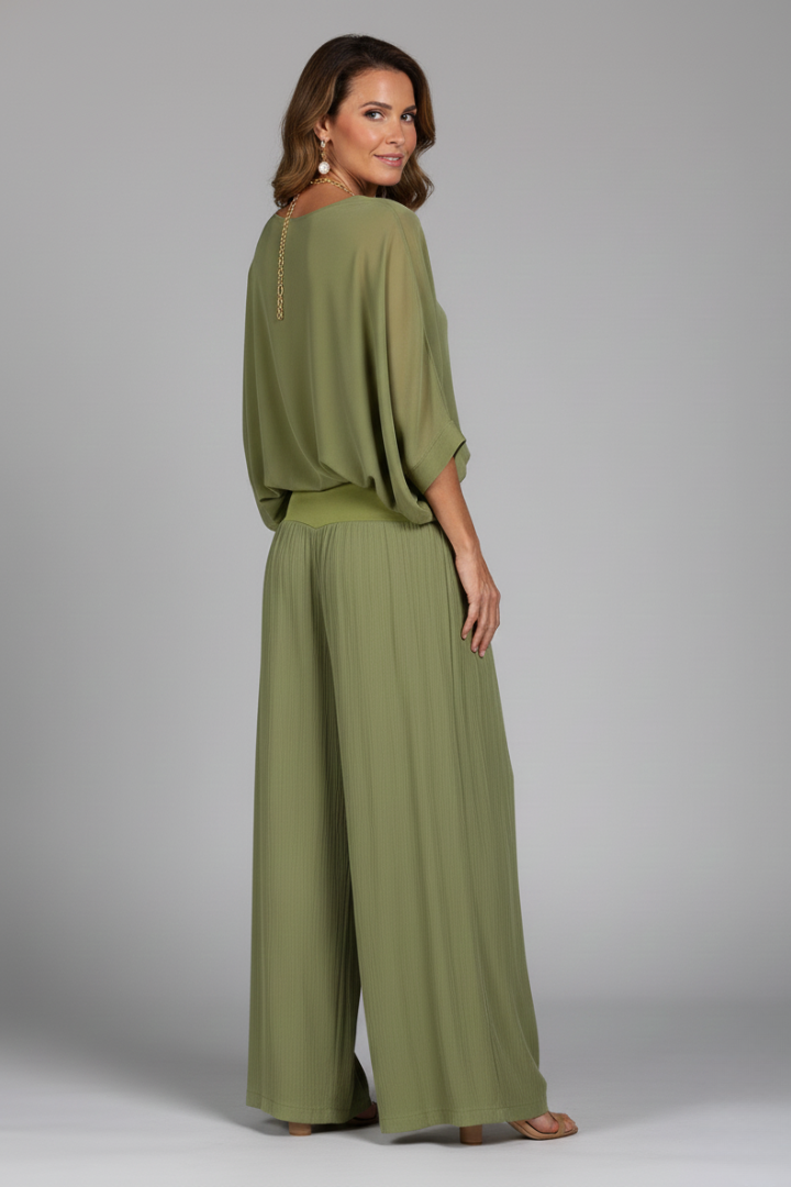 Engeline Wide-Leg Chiffon Set