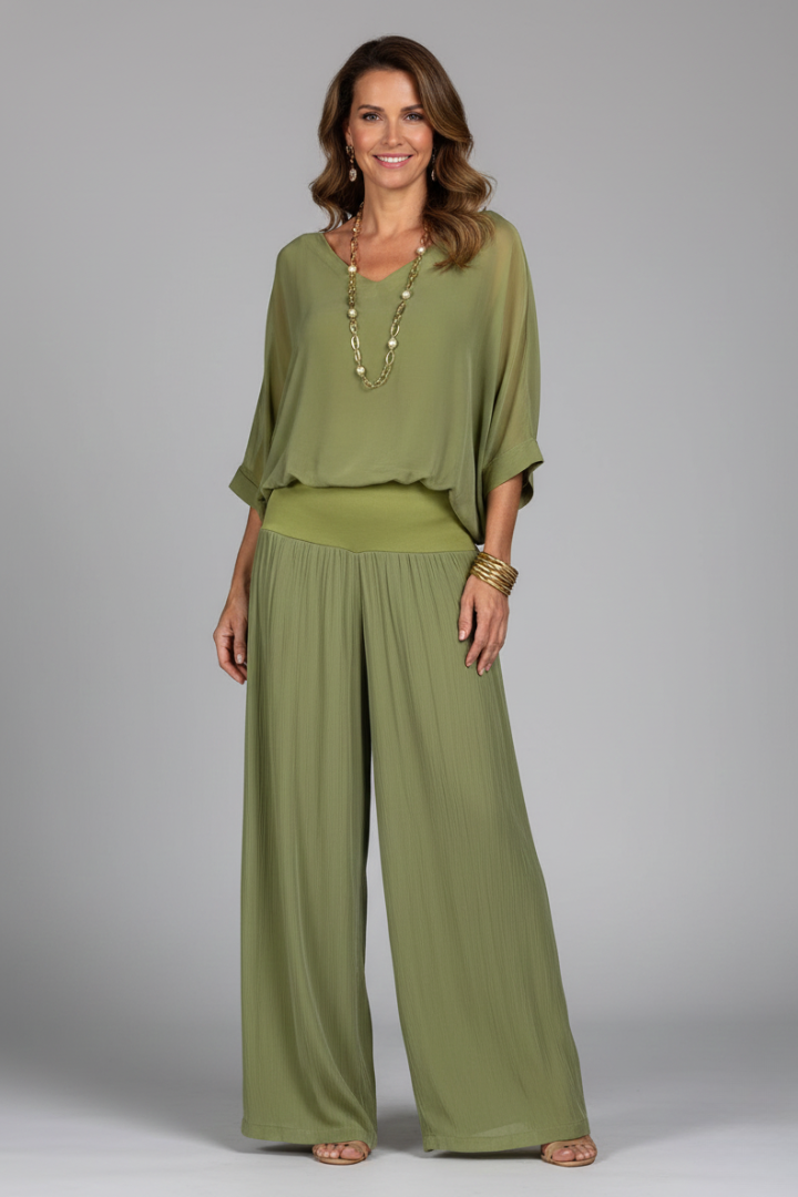 Engeline Wide-Leg Chiffon Set