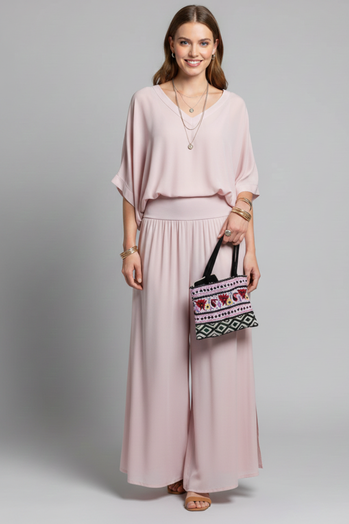 Engeline Wide-Leg Chiffon Set
