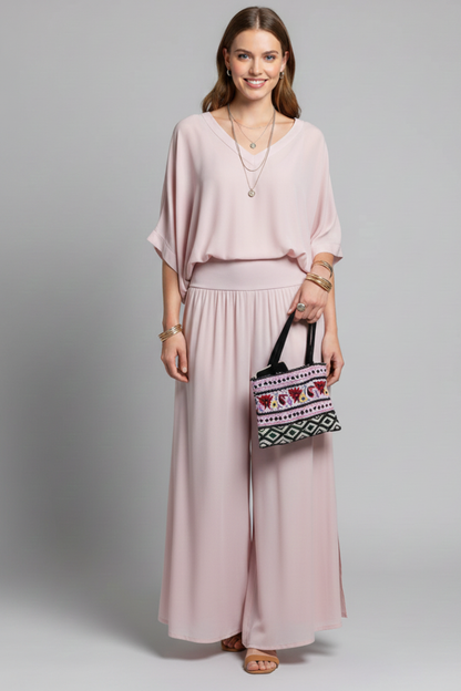Engeline Wide-Leg Chiffon Set