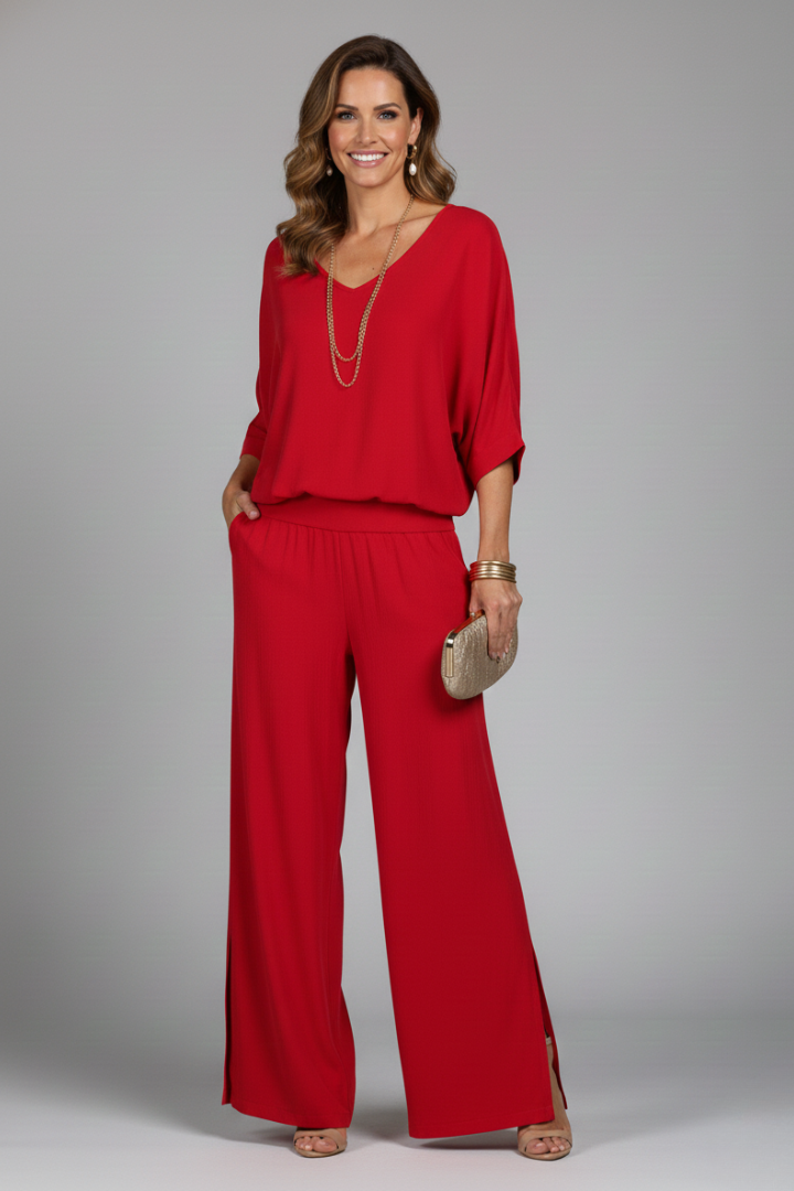 Engeline Wide-Leg Chiffon Set