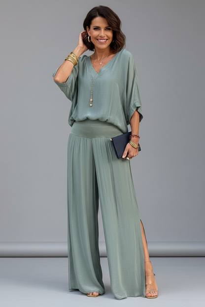 Engeline Wide-Leg Chiffon Set