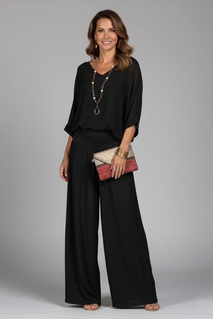 Engeline Wide-Leg Chiffon Set