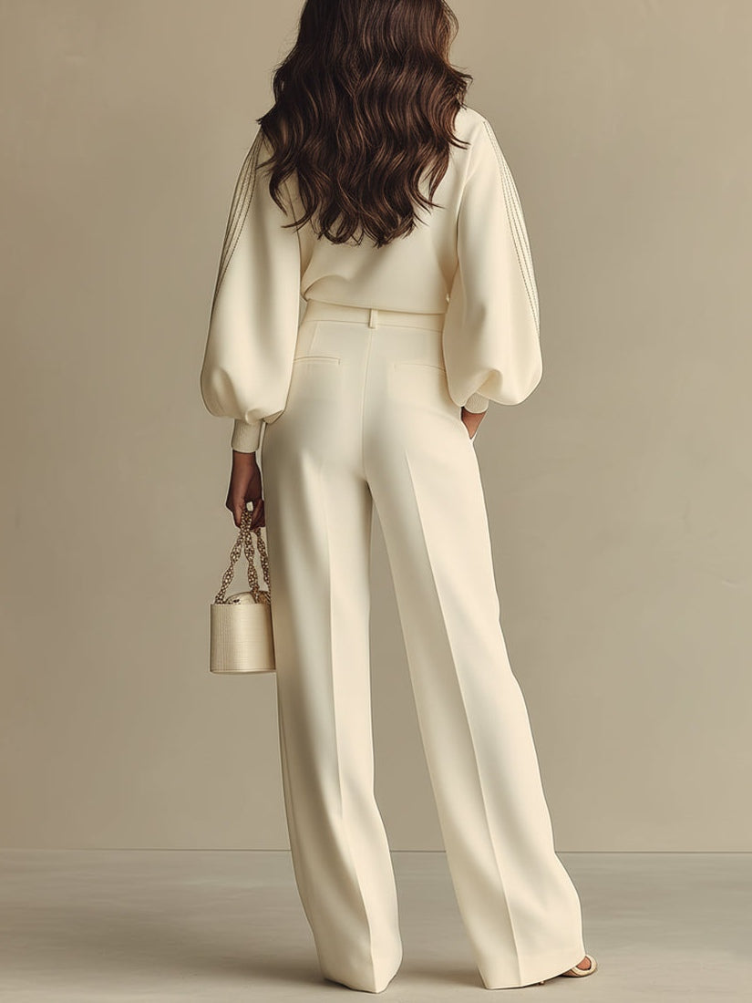 Oline Ribbed Knit Wide Leg Pants Set