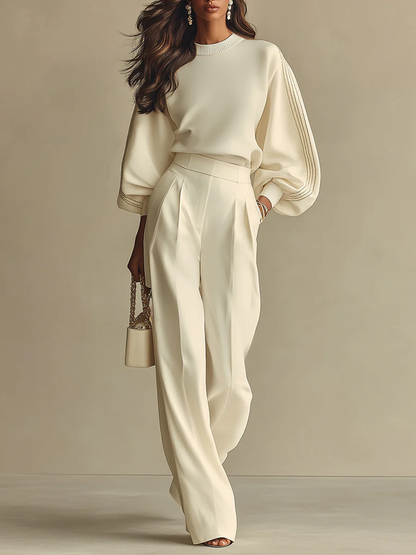 Oline Ribbed Knit Wide Leg Pants Set