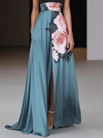Deolinda Sleeveless Halter Maxi Dress with Slit