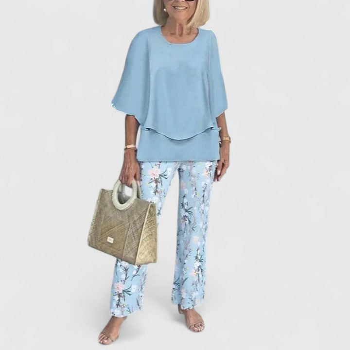 Vendula Floral Cropped Wide Leg Two-Piece Set