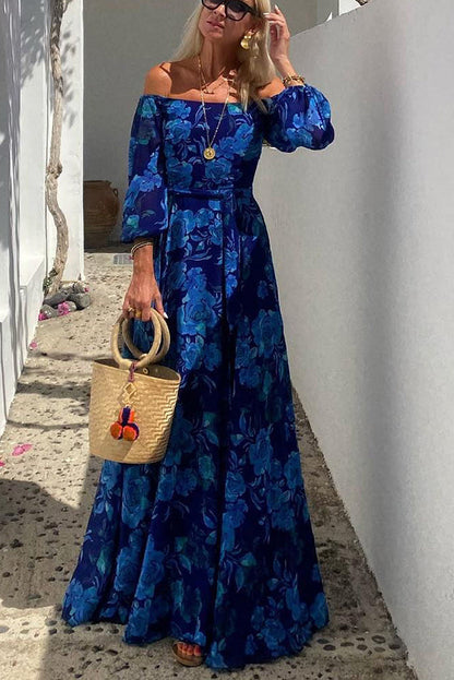 Anoush Floral Wedding Guest Off-Shoulder Maxi Dress