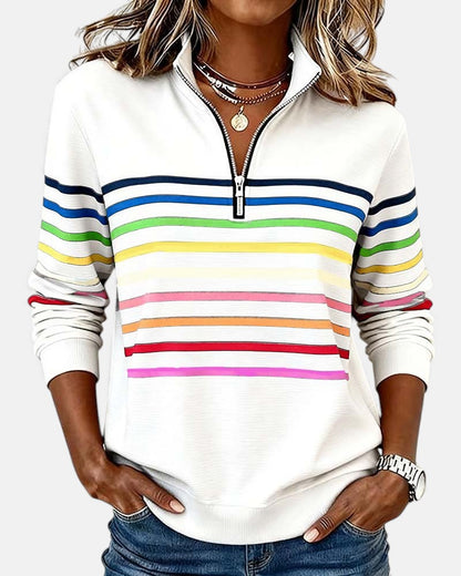 Thordis Striped Half-Zip Sweatshirt