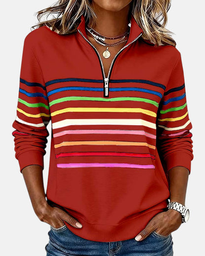 Thordis Striped Half-Zip Sweatshirt