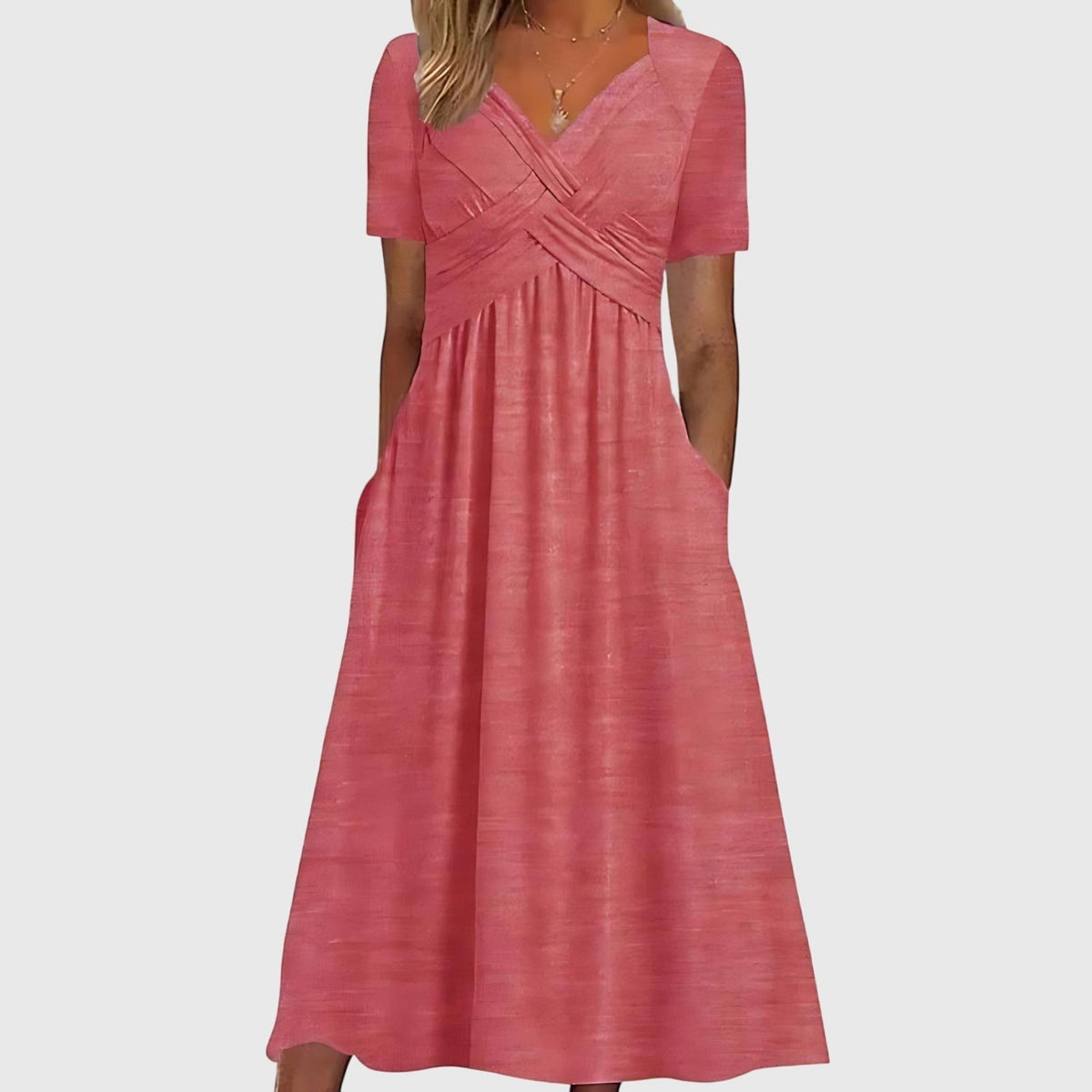 Haudree Wrap V-Neck Midi Dress
