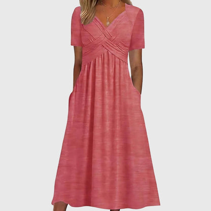 Haudree Wrap V-Neck Midi Dress