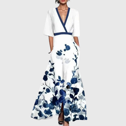Oriana Wrap Maxi Dress with V-Neck