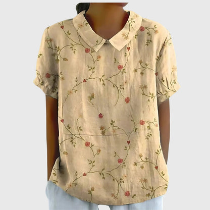 Jenna | V-Neck Short Sleeve Floral Blouse for Women